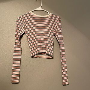 Striped Long Sleeve Crop Top